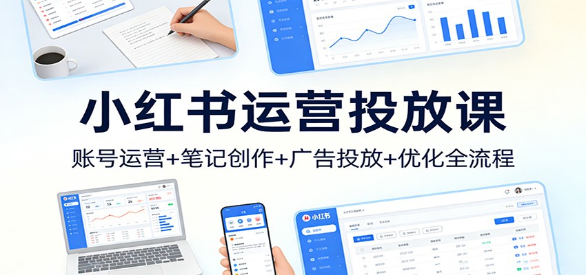 小红书运营投放课：账号运营+笔记创作+广告投放+优化全流程-hl998