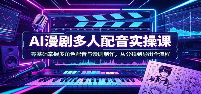 AI漫剧多人配音实操课：零基础掌握多角色配音与漫剧制作，从分镜到导出全流程-hl998