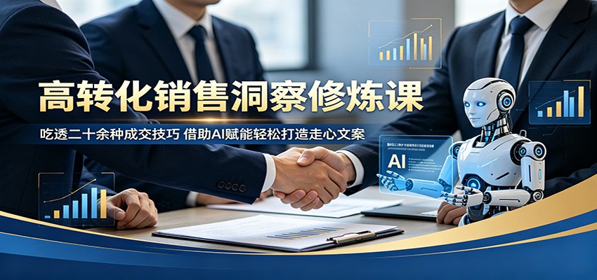 高转化销售洞察修炼课：吃透二十余种成交技巧，借助AI赋能轻松打造走心文案-hl998