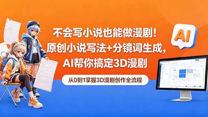 不会写小说也能做漫剧！原创小说写法+分镜词生成，AI帮你搞定3D漫剧-hl998