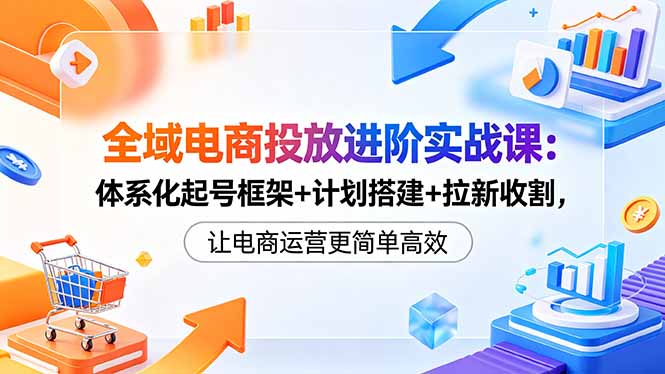 全域电商投放进阶实战课：体系化起号框架+计划搭建+拉新收割，让电商运营更简单高效-hl998