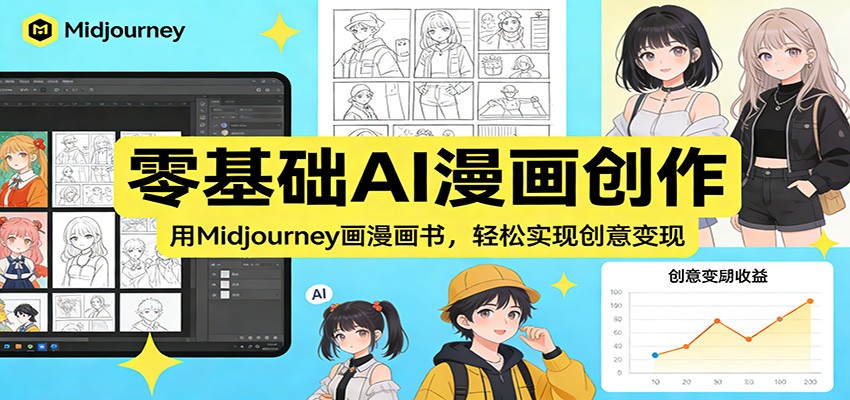零基础AI漫画创作：用Midjourney画漫画书，轻松实现创意变现-hl998