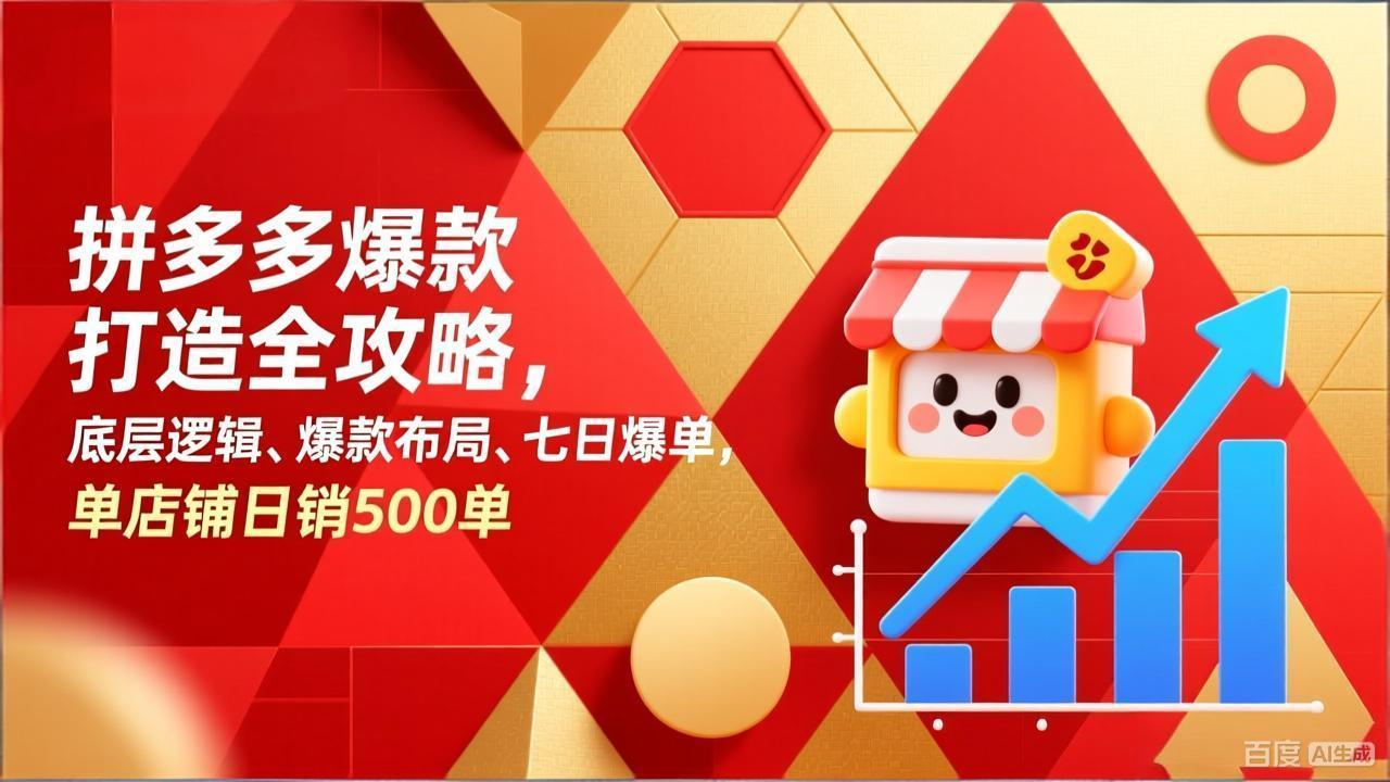 拼多多爆款打造全攻略，底层逻辑、爆款布局、七日爆单，单店铺日销500单-hl998