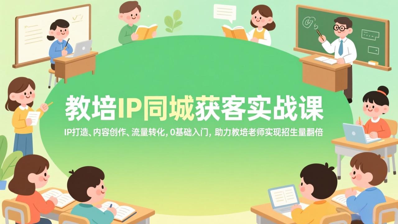 教培IP同城获客实战课，IP打造、内容创作、流量转化，0基础入门，助力教培老师实现招生量翻倍-hl998