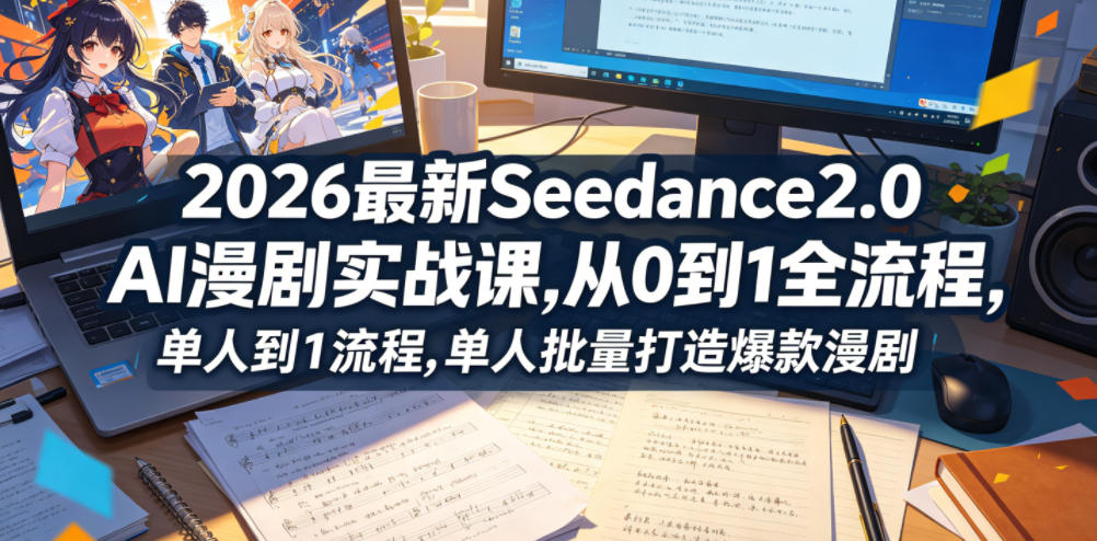 2026最新Seedance2.0 AI漫剧实战课,，从0到1全流程，单人批量打造爆款漫剧-hl998