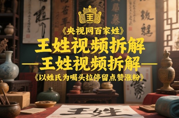央视网百家姓–王姓视频拆解，以姓氏为噱头拉停留点赞涨粉-hl998