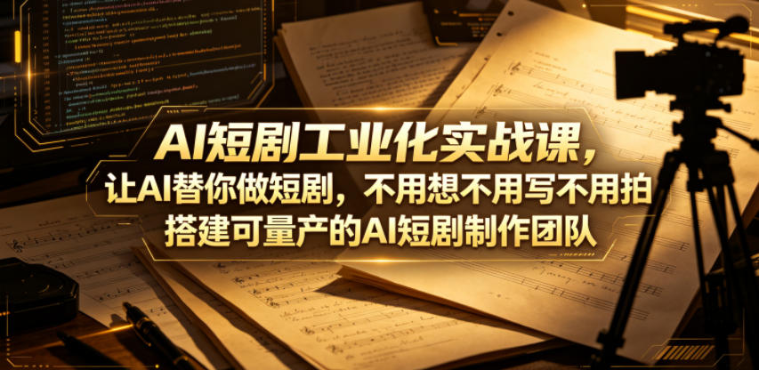 AI短剧工业化实战课，让AI替你做短剧，不用想不用写不用拍，搭建可量产的AI短剧制作团队-hl998