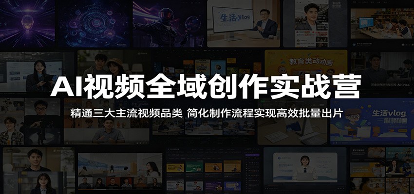 AI视频全域创作实战营：精通三大主流视频品类，简化制作流程实现高效批量出片-hl998