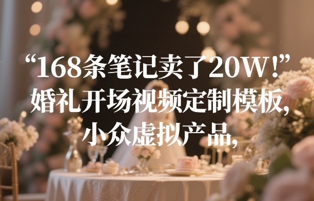 168条笔记卖了20W！婚礼开场视频定制模板，小众虚拟产品-hl998