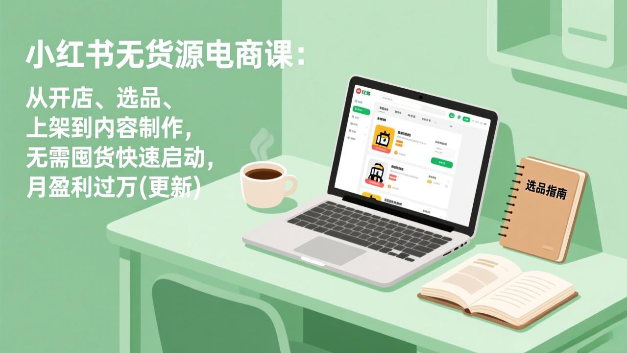 小红书无货源电商课：从开店、选品、上架到内容制作，无需囤货快速启动，月盈利过万(更新-hl998