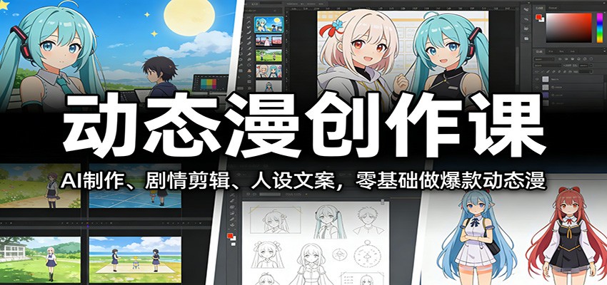 动态漫创作课：AI制作、剧情剪辑、人设文案，零基础做爆款动态漫-hl998