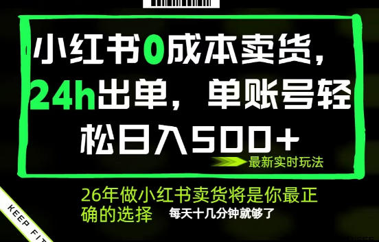 小红书0成本AI卖货，24小时出单，全流程托管，保底日入500+，每天十几分钟就够了【揭秘】-hl998
