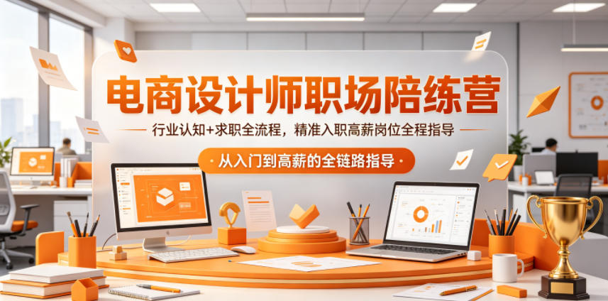 电商设计师职场陪练营，行业认知+求职全流程，精准入职高薪岗位全程指导-hl998