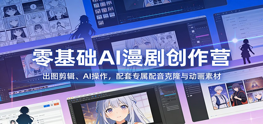 零基础AI漫剧创作营：出图剪辑、AI操作，配套专属配音克隆与动画素材-hl998