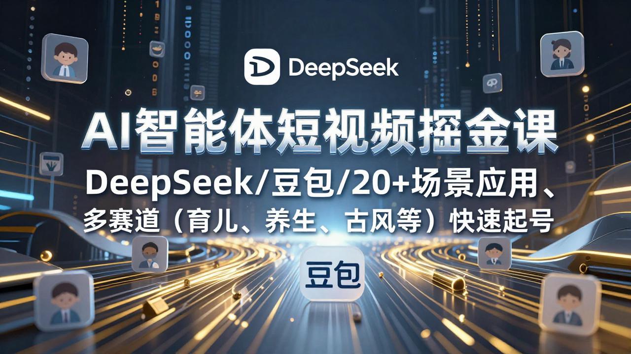 AI智能体短视频掘金课，DeepSeek/豆包/20+场景应用、多赛道(育儿、养生、古风等-hl998