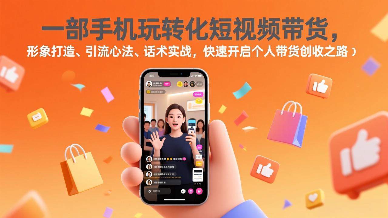 一部手机玩转化短视频带货，形象打造、引流心法、话术实战，快速开启个人带货创收之路-hl998