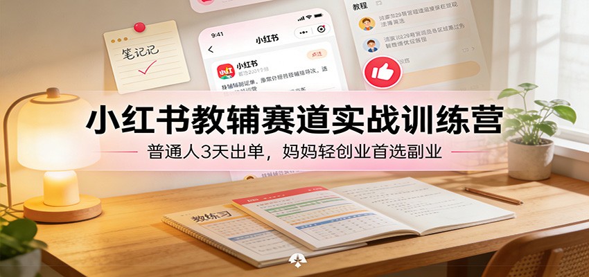 小红书教辅赛道实战训练营：普通人3天出单，妈妈轻创业首选副业-hl998