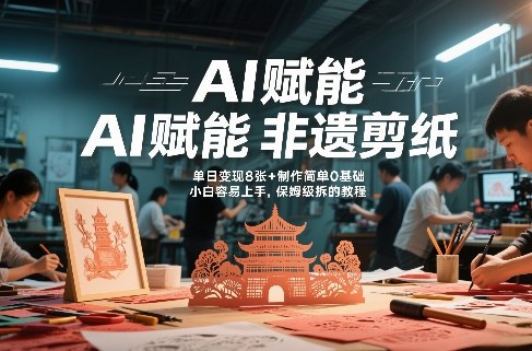 AI赋能非遗剪纸，地标性建筑爆款视频，单日变现8张+制作简单0基础，小白容易上手，保姆级拆解教程-hl998