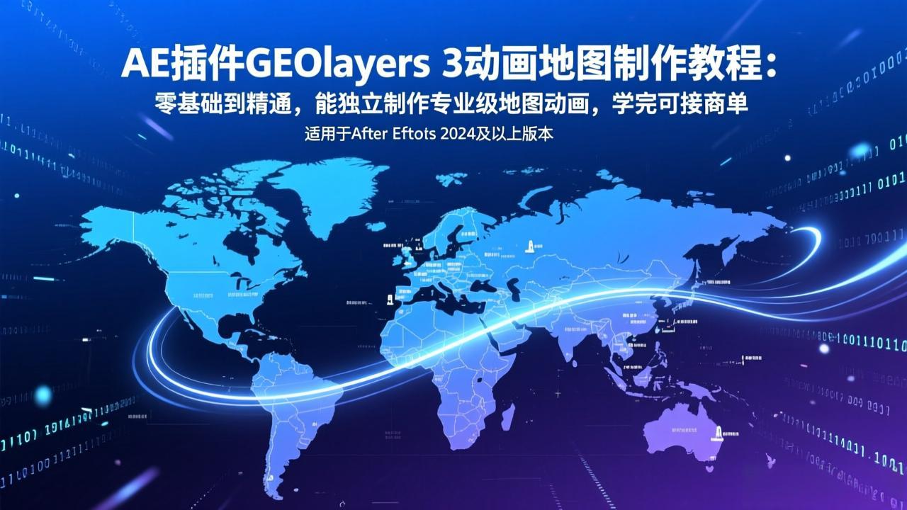 AE插件GEOlayers 3动画地图制作教程：零基础到精通，能独立制作专业级地图动画，学完可接商单-hl998