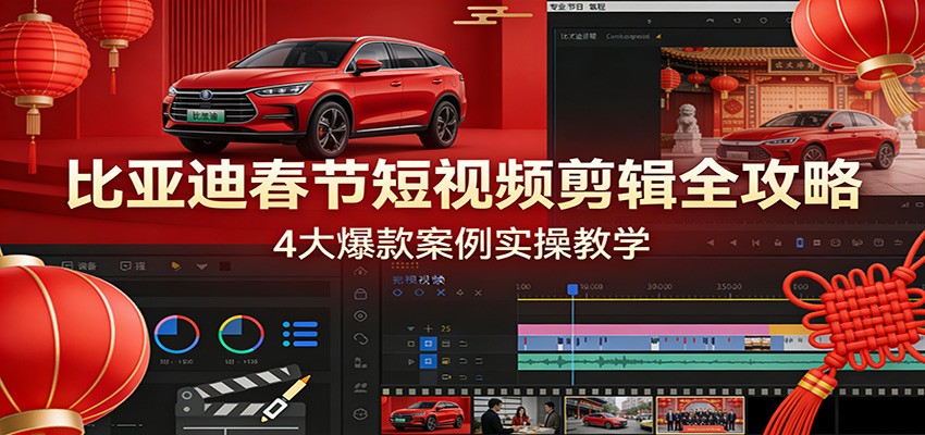 比亚迪春节短视频剪辑全攻略，4大爆款案例实操教学-hl998