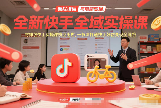 全新快手全域实操课，封神级快手实操课横空出世，一节课打通快手好物变现全链路-hl998