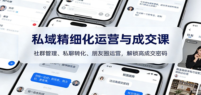 私域精细化运营与成交课：社群管理、私聊转化、朋友圈运营，解锁高成交密码-hl998