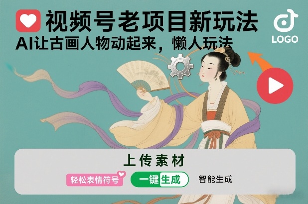 视频号老项目新玩法，AI让古画人物动起来，懒人玩法，附详细教程-hl998