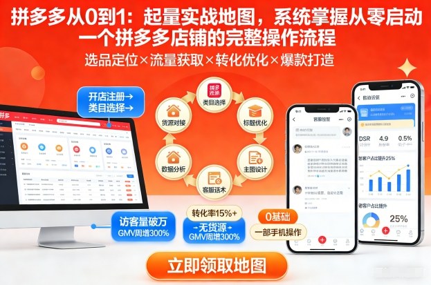 拼多多从0到1：起量实战地图，系统掌握从零启动一个拼多多店铺的完整操作流程-hl998