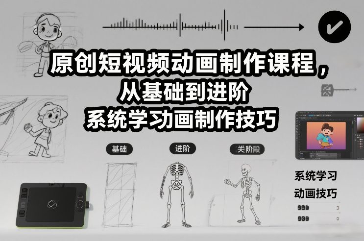 原创短视频动画制作课程，从基础到进阶，系统学习动画制作技巧-hl998