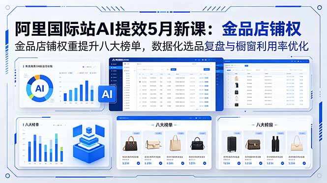 阿里国际站AI提效5月新课：金品店铺权重提升八大榜单，数据化选品复盘与橱窗利用率优化-hl998
