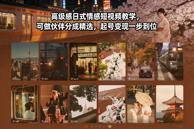 高级感日式情感短视频教学，可做伙伴分成精选，起号变现一步到位-hl998