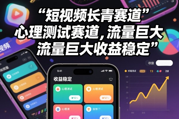 短视频长青赛道，心里测试赛道，流量巨大，收益稳定-hl998
