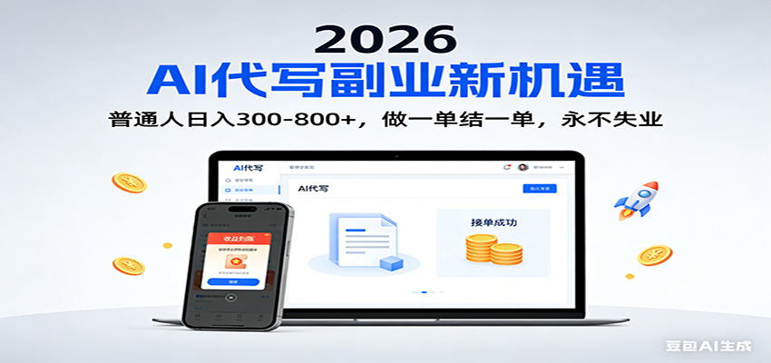 2026 副业首选!AI 代写日入 300-800,普通人0门槛,做一单结一单!-hl998