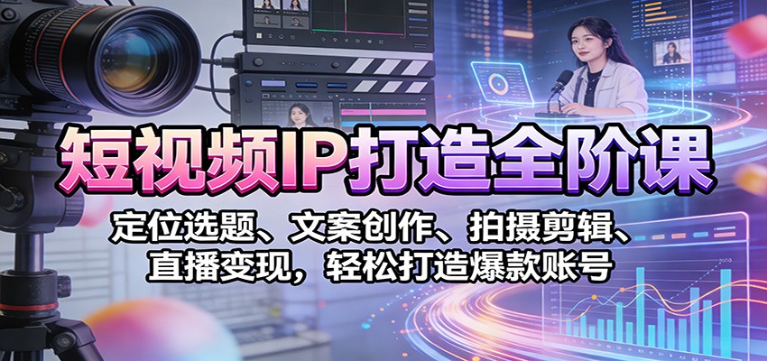 短视频IP打造全阶课：定位选题、文案创作、拍摄剪辑、直播变现，轻松打造爆款账号-hl998