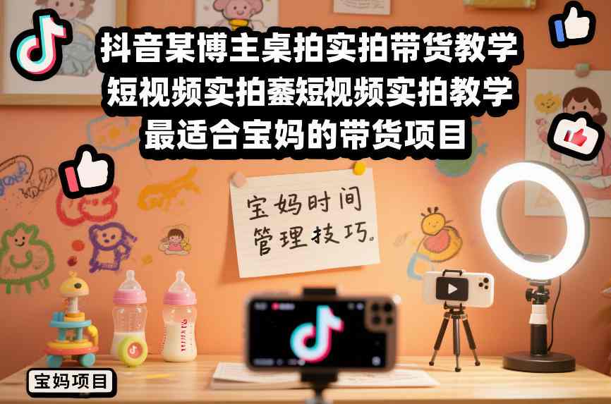 抖音某博主桌拍实拍带货教学，短视频实拍教学，最适合宝妈的带货项目-hl998