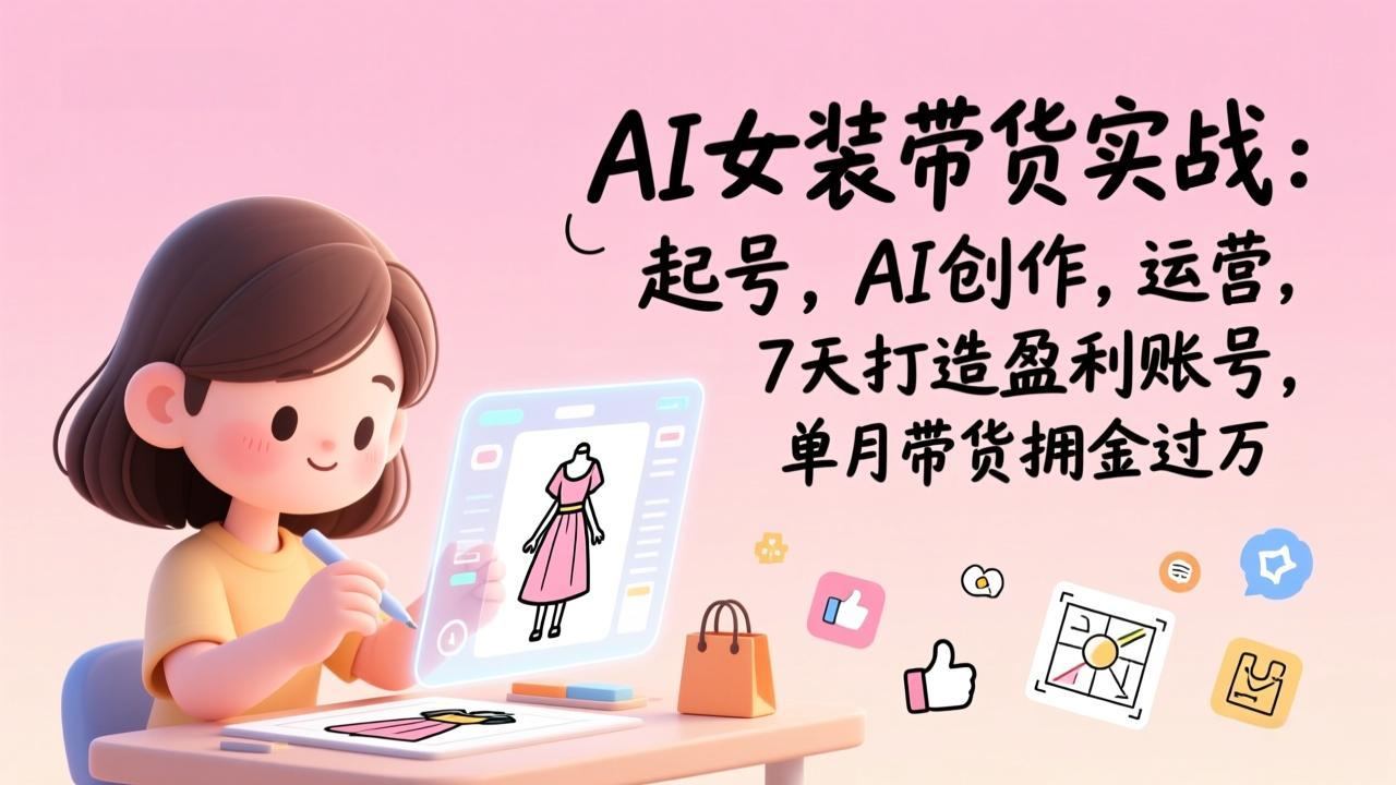 AI女装带货实战：起号，AI创作，运营，7天打造盈利账号，单月带货佣金过万-hl998