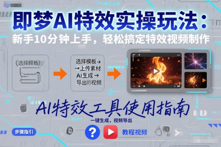 即梦AI特效实操玩法：新手10分钟上手，轻松搞定特效视频制作-hl998