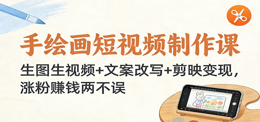 手绘画短视频制作课：生图生视频+文案改写+剪映变现，涨粉赚钱两不误-hl998