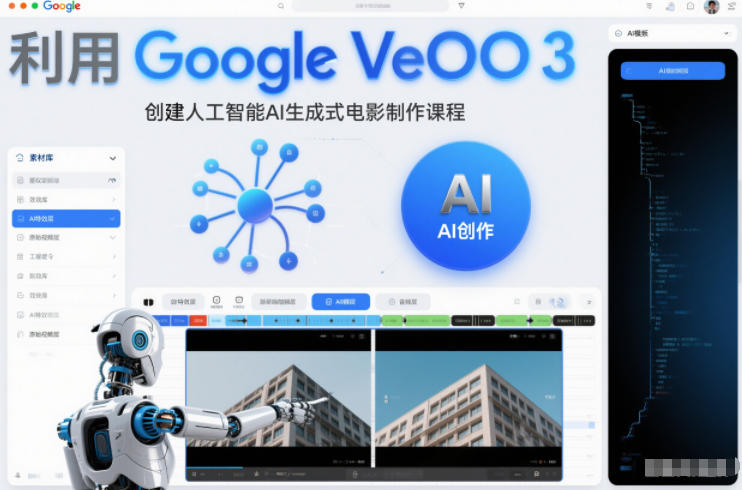 利l用Google Veo 3创建人工智能AI生成式电影制作课程，使用人工智能的力量创建令人惊叹的视频-hl998