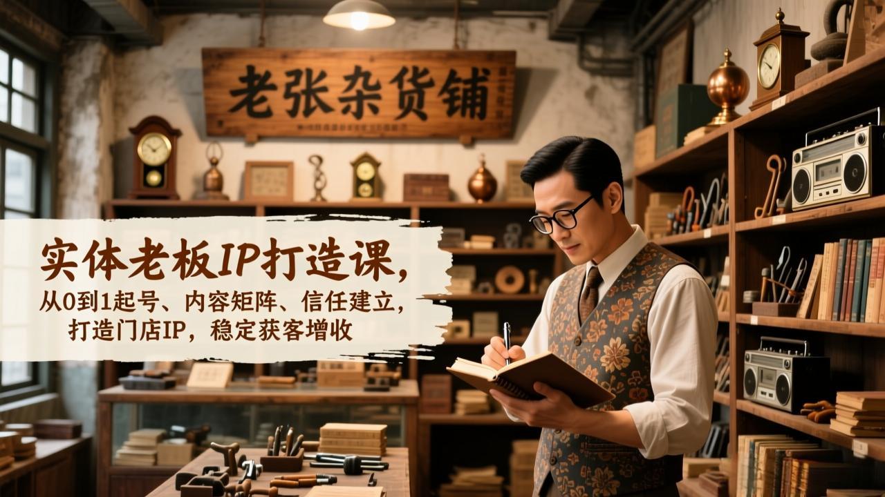 实体老板IP打造课，从0到1起号、内容矩阵、信任建立，打造门店IP，稳定获客增收-hl998