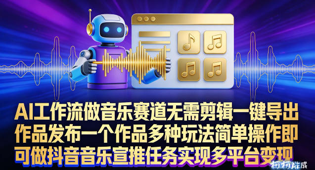 AI工作流做音乐赛道，无需剪辑，一键导出作品发布，一个作品多种玩法，简单操作即可做抖音音乐宣推任务-hl998