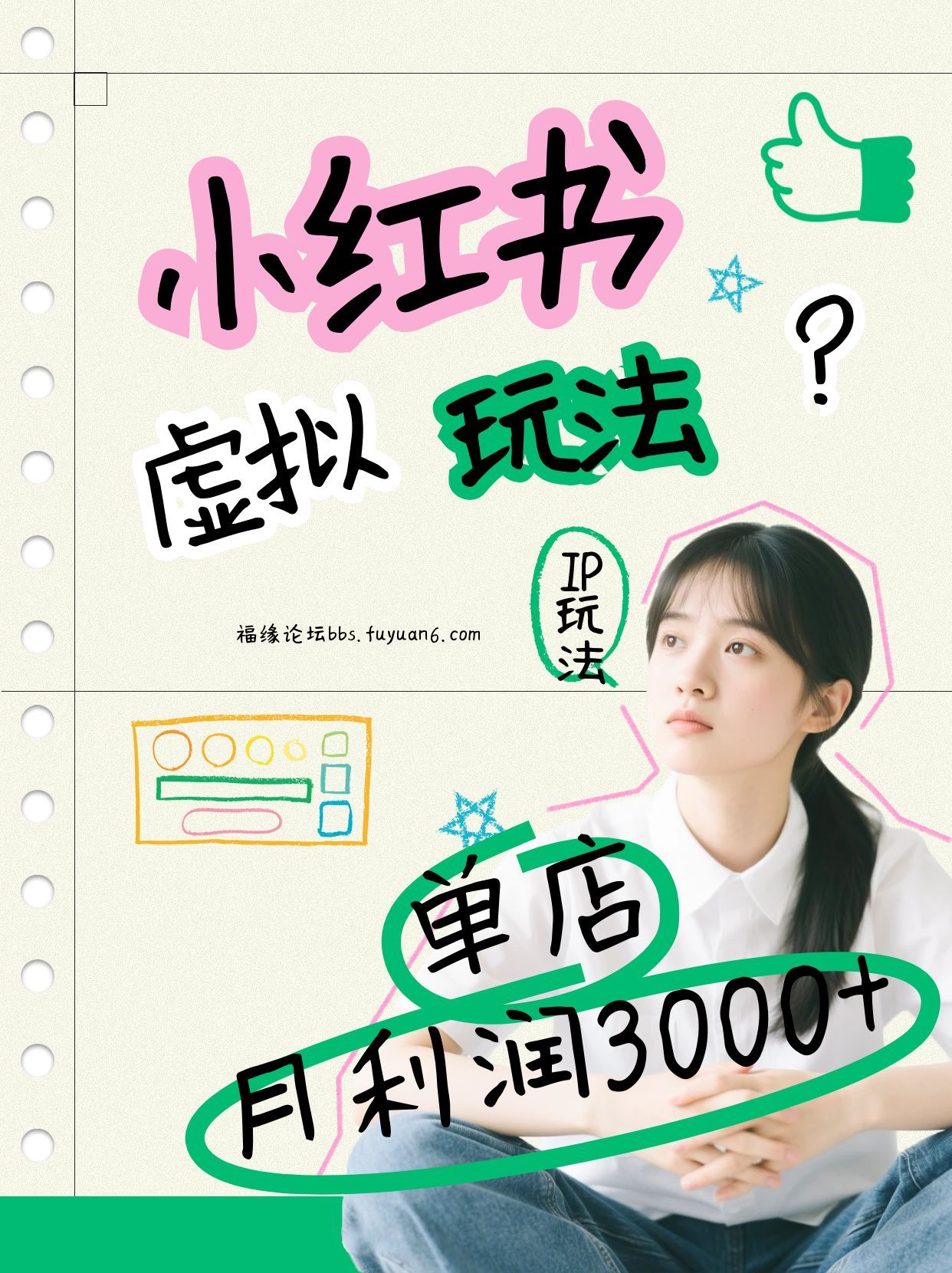 小红书虚拟玩法(铺货流和单品玩法)，单店月利润3000+，IP打法+原创商品(0违规)-hl998