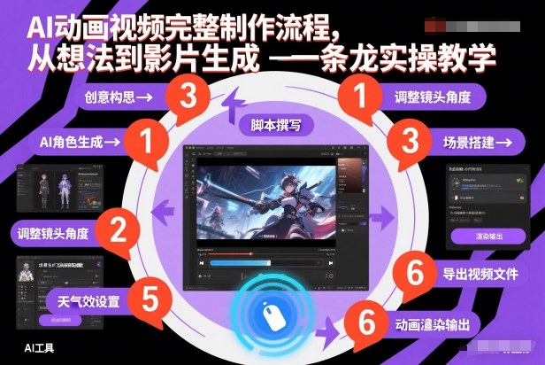 AI动画视频完整制作流程，从想法到影片生成一条龙实操教学-hl998