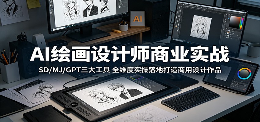 AI绘画设计师商业实战：SD/MJ/GPT三大工具，全维度实操落地打造商用设计作品-hl998