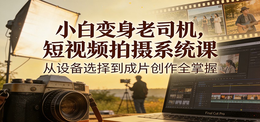 小白变身老司机，短视频拍摄系统课，从设备选择到成片创作全掌握-hl998