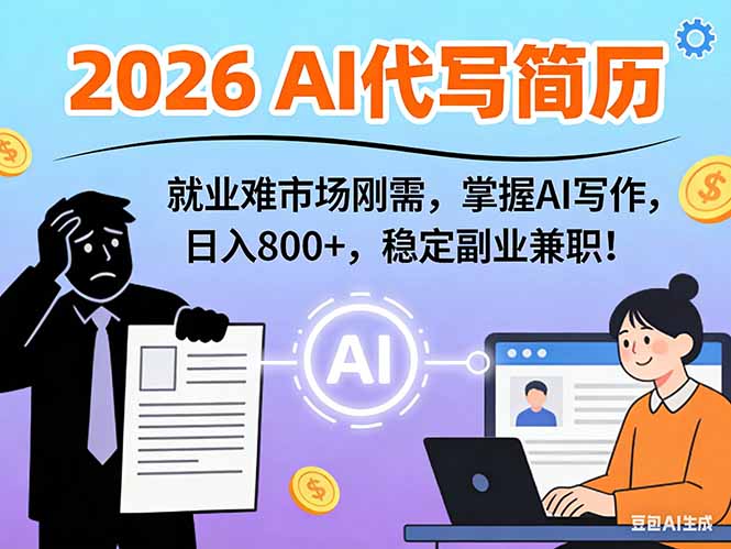 AI代写简历，超暴利，用万能模板月入1-3万实战教程，2026年市场刚需！-hl998