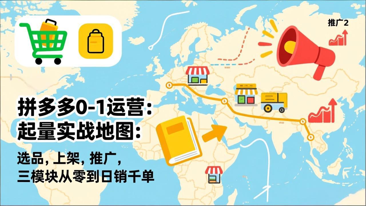 拼多多0-1运营：起量实战地图：选品，上架，推广，三模块从零到日销千单-hl998