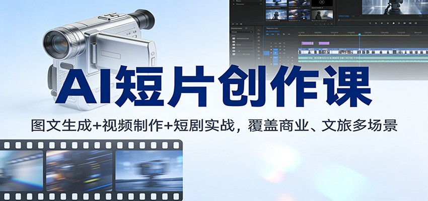 AI短片创作课：图文生成+ 视频制作+短剧实战，覆盖商业、 文旅多场景-hl998