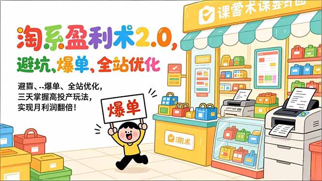 淘系盈利术2.0，避坑、爆单、全站优化，三天掌握高投产玩法，实现月利润翻倍！-hl998