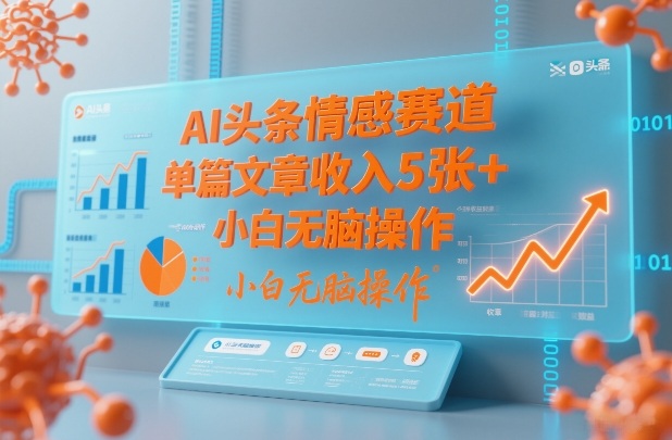 AI头条情感赛道，单篇文章收入5张+，小白无脑操作-hl998